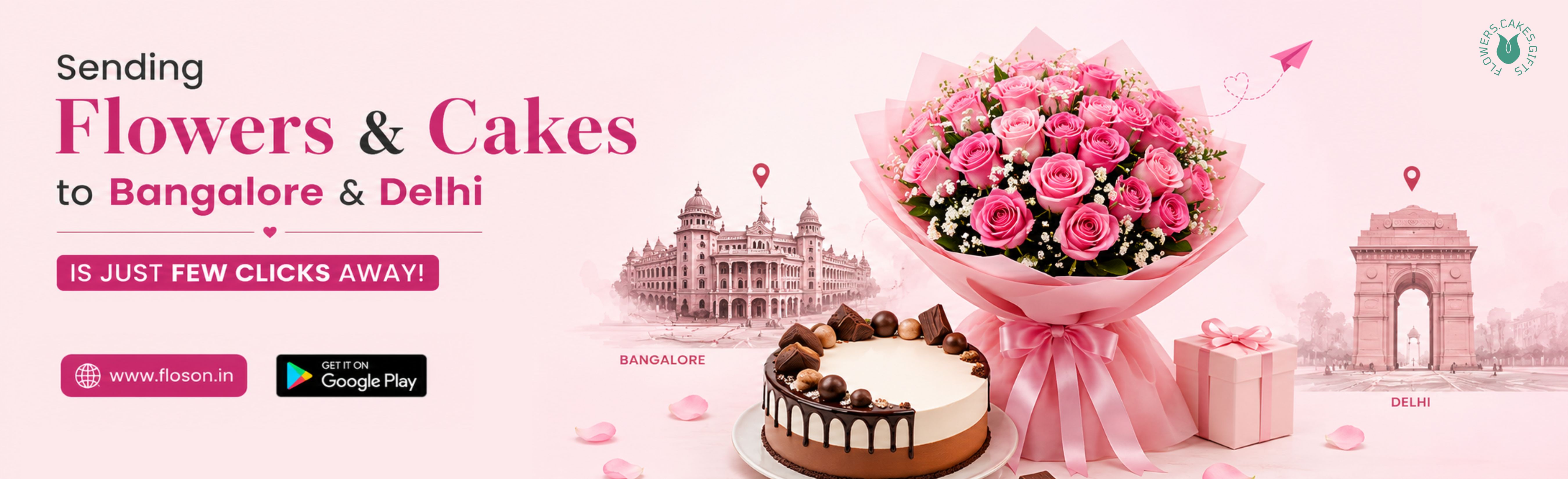 Sending flowers and cakes to Banglore, Delhi is just few clicks away!