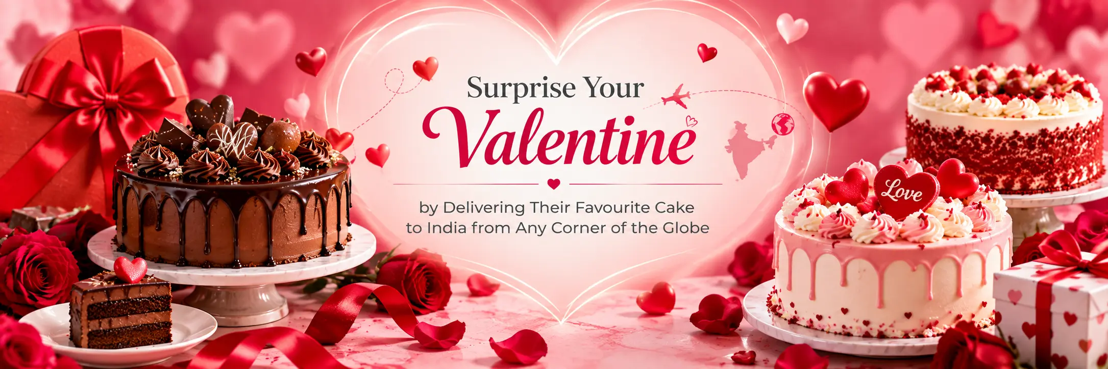 Surprise your valentine by delivering their favourite cake to India from any corner of the globe!