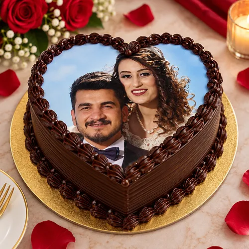 1 kg heart shape couple photo cake 1 kg heart shape couple photo cake