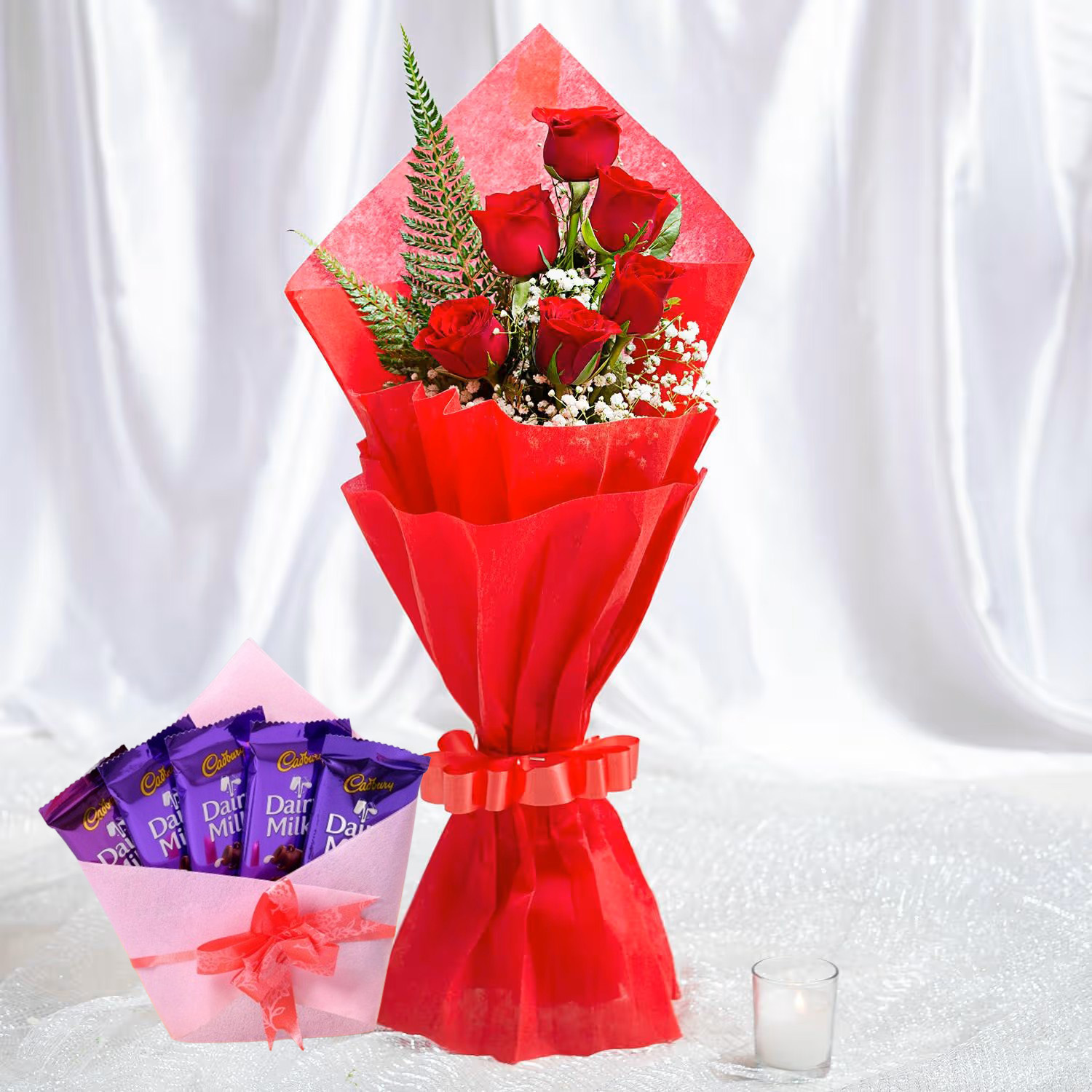 Romantic Red Roses & Dairy Milk Chocolate Delight