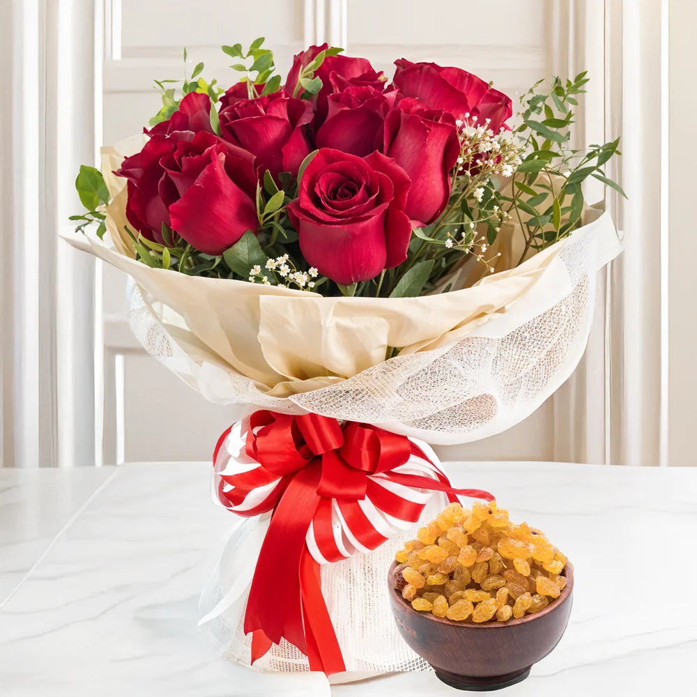 Bouquet Of Red Roses & Raisins