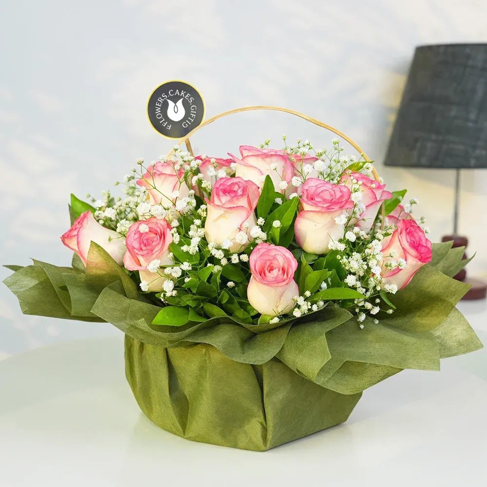 Pink Roses in a Basket Pink Roses in a Basket