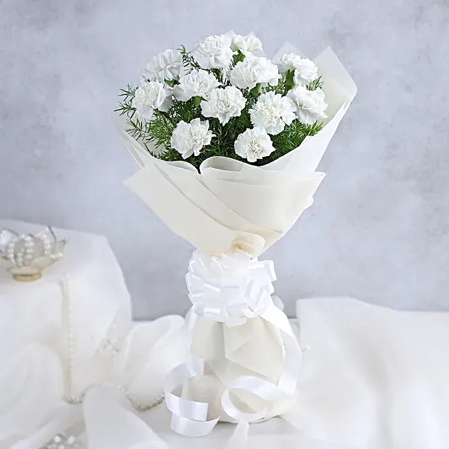 Pure White Carnation Bouquet Pure White Carnation Bouquet