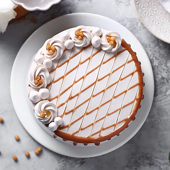 Eggless Caramel Cream Cake
