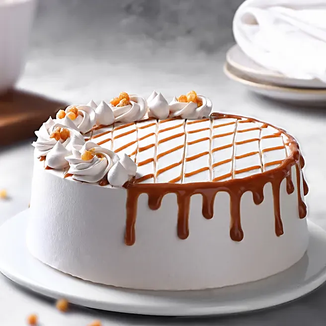 Eggless Caramel Cream Cake