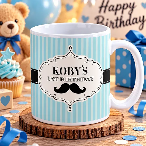 1st Happy Birthday Banner Printed Ceramic Mug 1st Happy Birthday Banner Printed Ceramic Mug