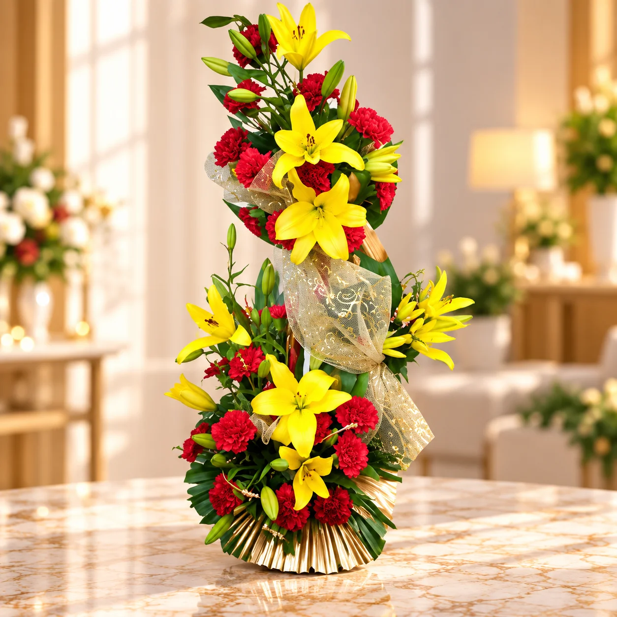 2 tier arrangement of Lilies 2 tier arrangement of Lilies