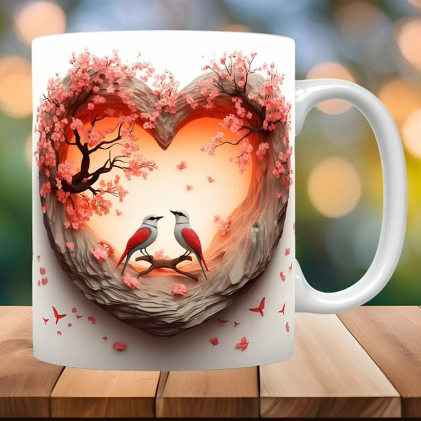 3D Visual Effect Valentine's Day Heart shaped Ceramic Coffee Mug