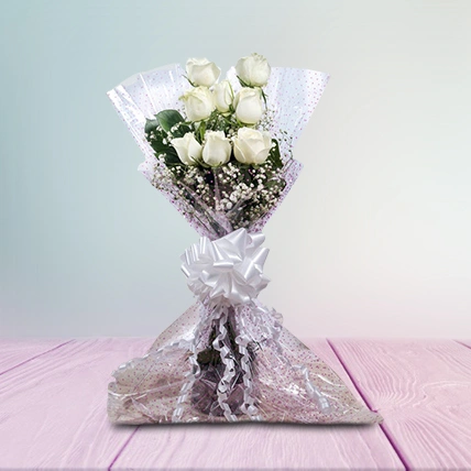 8 white roses