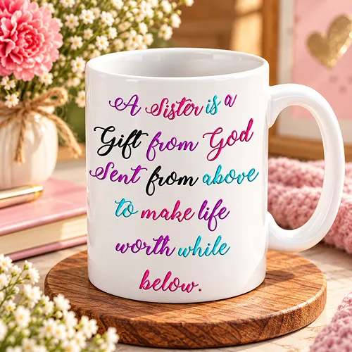 A Sister is a Gift from God Quote Printed Ceramic Mug A Sister is a Gift from God Quote Printed Ceramic Mug