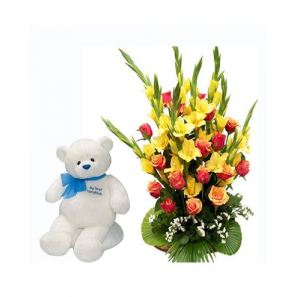Mix Flowers with Teddy Mix Flowers with Teddy