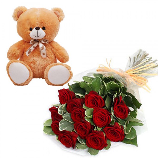 Red Roses with Teddy Red Roses with Teddy