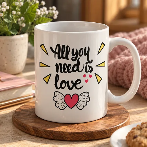 All You Need is Love Quote Printed Ceramic Mug All You Need is Love Quote Printed Ceramic Mug