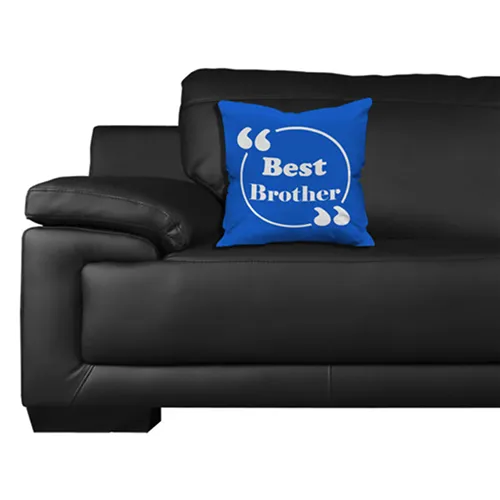Best Brother Quote Printed Satin Cushion Cover, Blue Best Brother Quote Printed Satin Cushion Cover, Blue