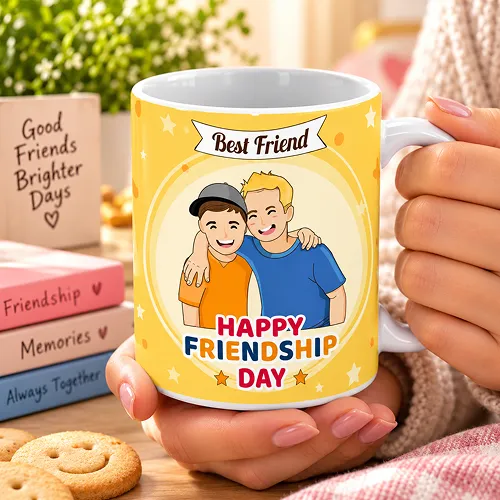 Best Friends Quote with Friends Printed Ceramic Mug