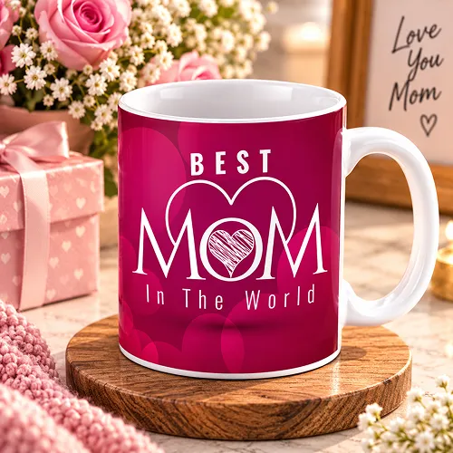 Best Mom in the World Text with Floral Printed Ceramic Coffee Mug Best Mom in the World Text with Floral Printed Ceramic Coffee Mug
