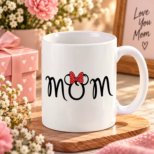 Bow Ribbon Mom Text Printed Ceramic Coffee Mug Bow Ribbon Mom Text Printed Ceramic Coffee Mug