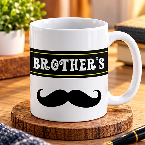 Brother's Quote with Mustache Printed Ceramic Mug Brother's Quote with Mustache Printed Ceramic Mug