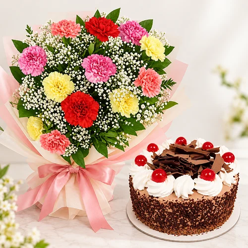 Carnation with Black Forest Cake Carnation with Black Forest Cake