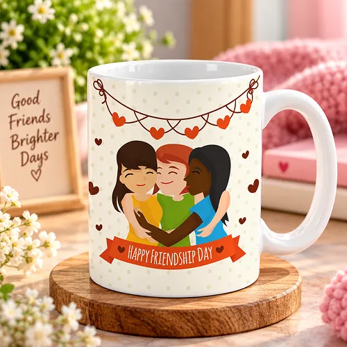Cartoon Girls Friends Printed Ceramic Mug