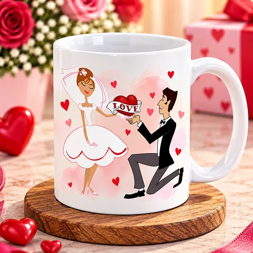 Cartoon Purposing His Dream Girl Printed Ceramic Coffee Mug Cartoon Purposing His Dream Girl Printed Ceramic Coffee Mug