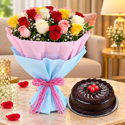Chocolate Cake and Roses Deluxe Chocolate Cake and Roses Deluxe