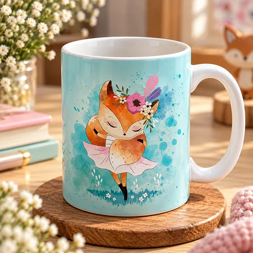 Dancing Fox Printed Ceramic Coffee Mug Dancing Fox Printed Ceramic Coffee Mug