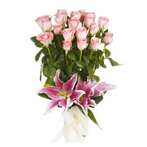 Lily Pink Rose Vase
