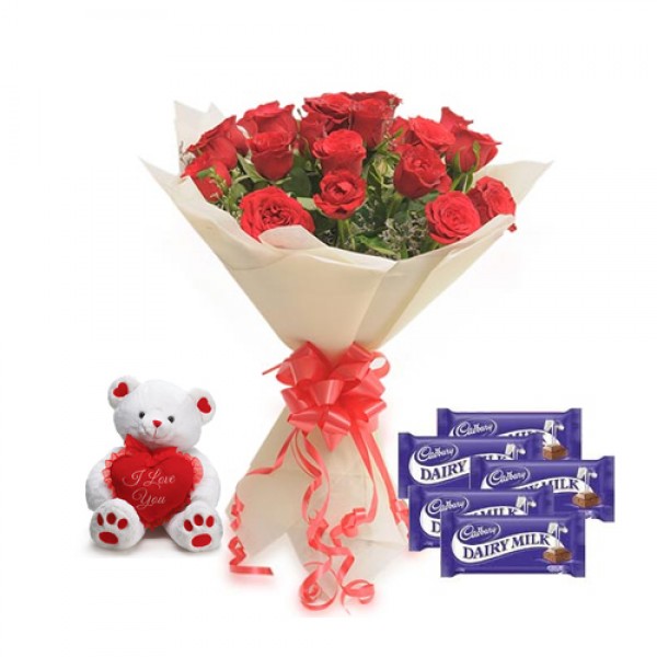 Roses Teddy n Chocolates