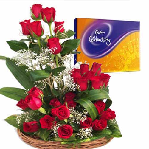Roses Bouquet & Cadbury Combo