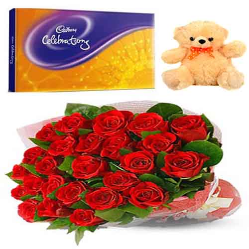 Red Roses with Celebration