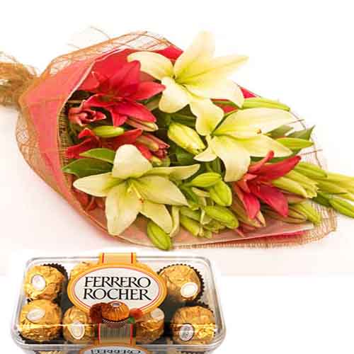lily bouquet with Chocolate