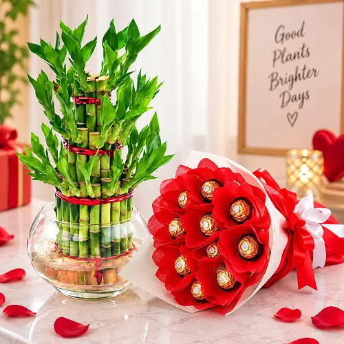 Elegant bouquet with bamboo plant