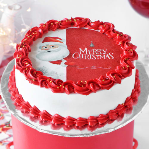 500 gm Red Velvet Christmas Photo Cake