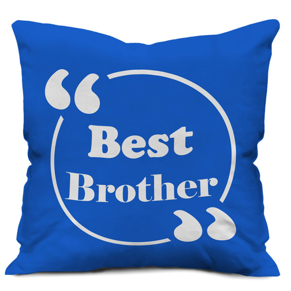 Best Brother Quote Printed Satin Cushion Cover, Blue