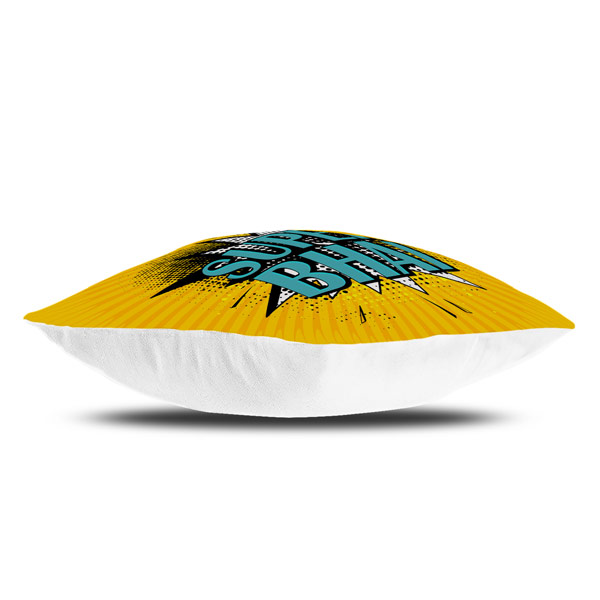 Super Bhai Quote Printed Satin Cushion Cover, Yellow