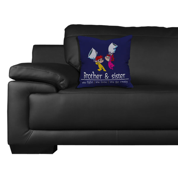 We Fight We Love Quote Printed Satin Cushion Cover, Dark Blue