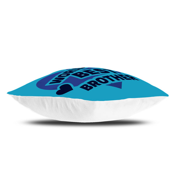 World's Best Brother Quote Printed Satin Cushion Cover, Blue
