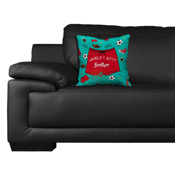 World's Best Brother Quote Printed Satin Cushion Cover, Red/Green