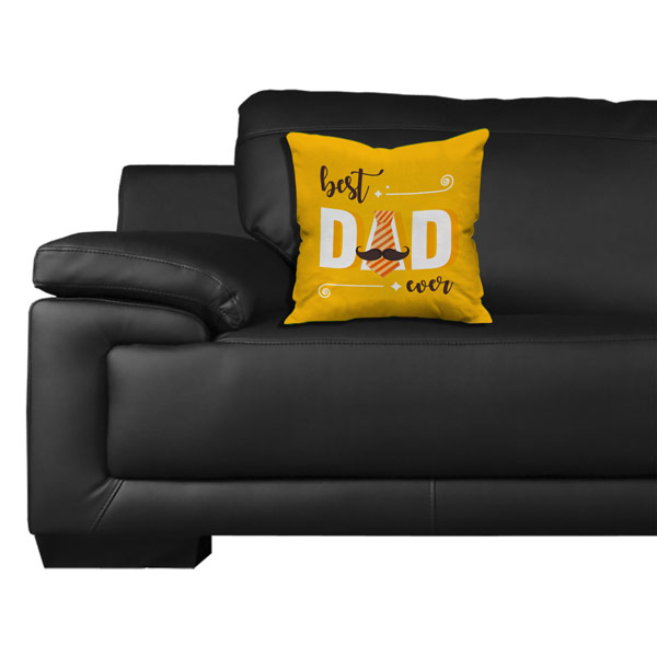 Best Dad Ever Text Print Satin Cushion Cover (12X12, Yellow)