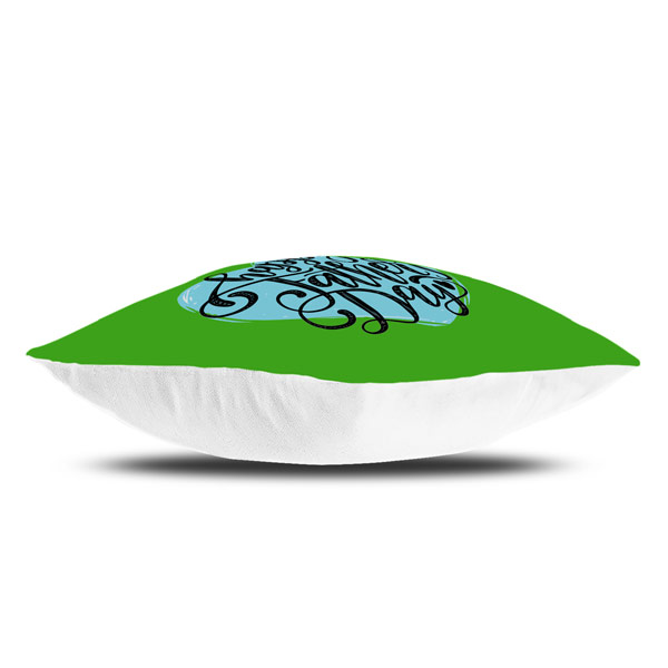 Calligraphy Text happy Father's Day Text Satin Cushion Cover (12X12, Green)