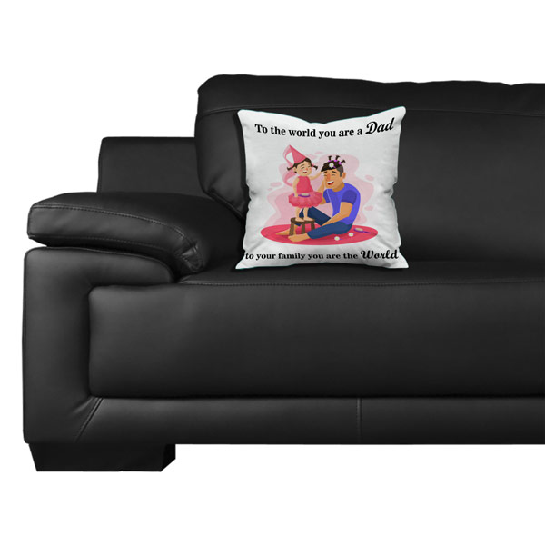 Daddy Quote Printed Cushion Cover (12X12, Red)
