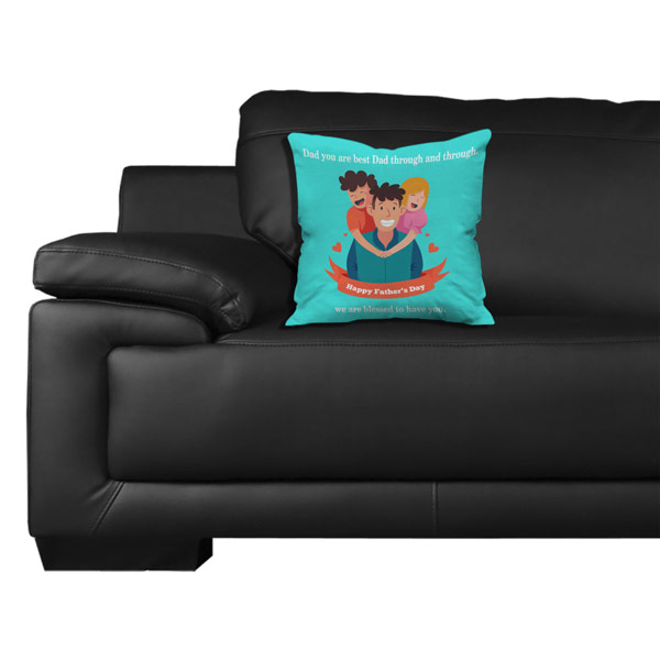 Daddy you are The Best quote Printed Cushion Cover with Filler (12X12, Light Blue)