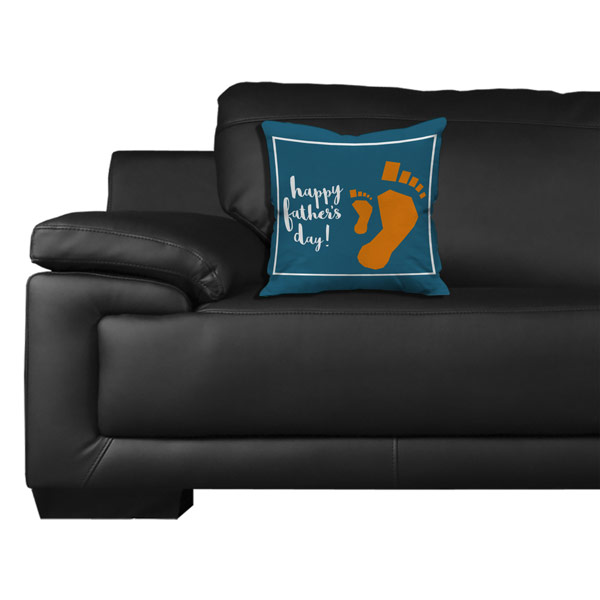 Fashion Text Father's Day with Child Father Foot Print Pillow
