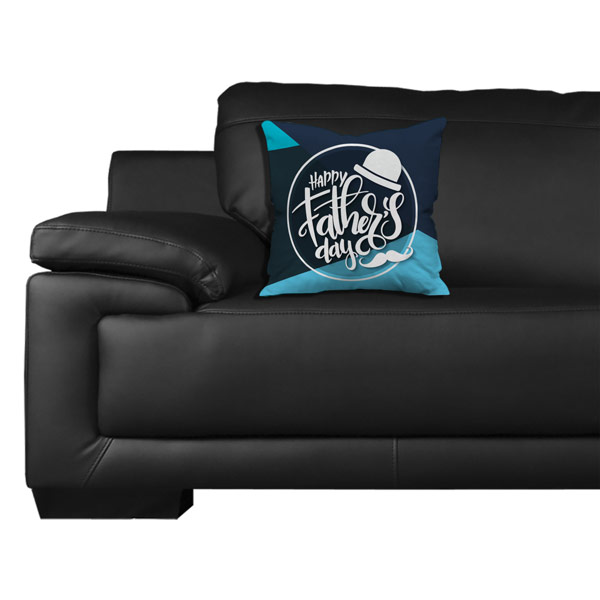 Fashion Text Happy Father's day illustrator Satin Cushion Cover (12X12, Blue)