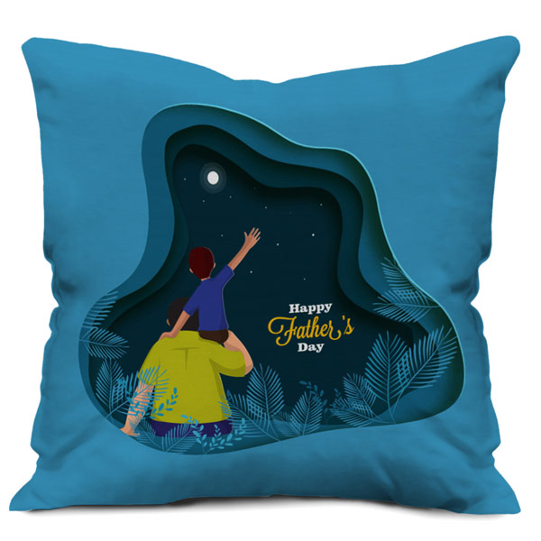 Father Lifting His baby on shoulder best Father's day Gift Cushion/Pillow Cover with Filler (12X12, Blue)