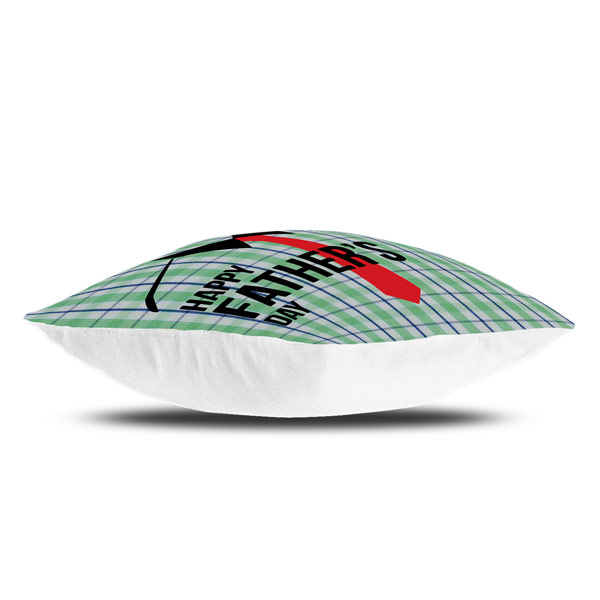 Happy Father's day Checkered Print Satin Cushion Cover (12X12, Green)