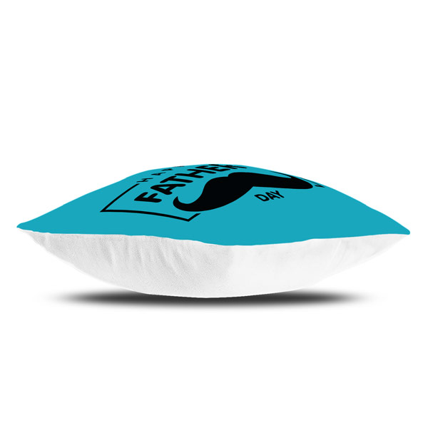 Happy Father's Day Mustache Printed Satin Cushion Cover (12X12, Blue)
