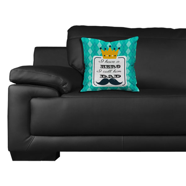 Hero Dad quote with Crown Checkered Pillow Cover with Filler (12X12, Green)