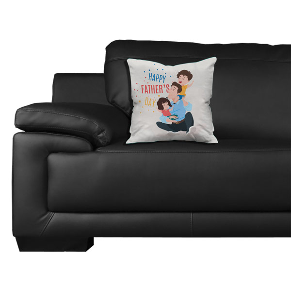 Kids Spending Time with Father Cushion/Pillow Cover with Filler (12X12, Light Beige)